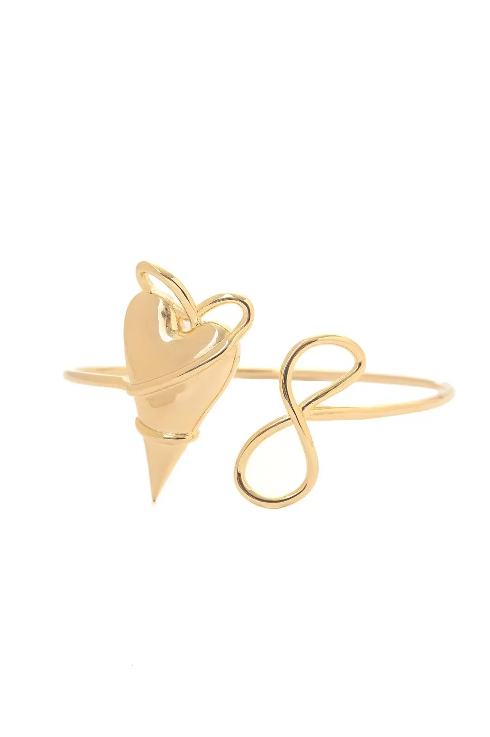 Bracelete Coração Encontro com Banho em Ouro 18k