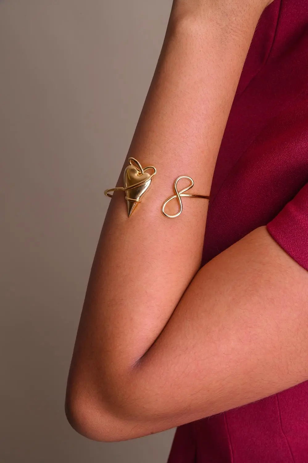 Bracelete Coração Encontro com Banho em Ouro 18k