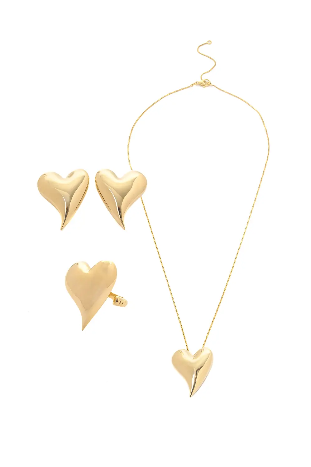 Kit Coração Liso Encontro com Banho em Ouro 18k