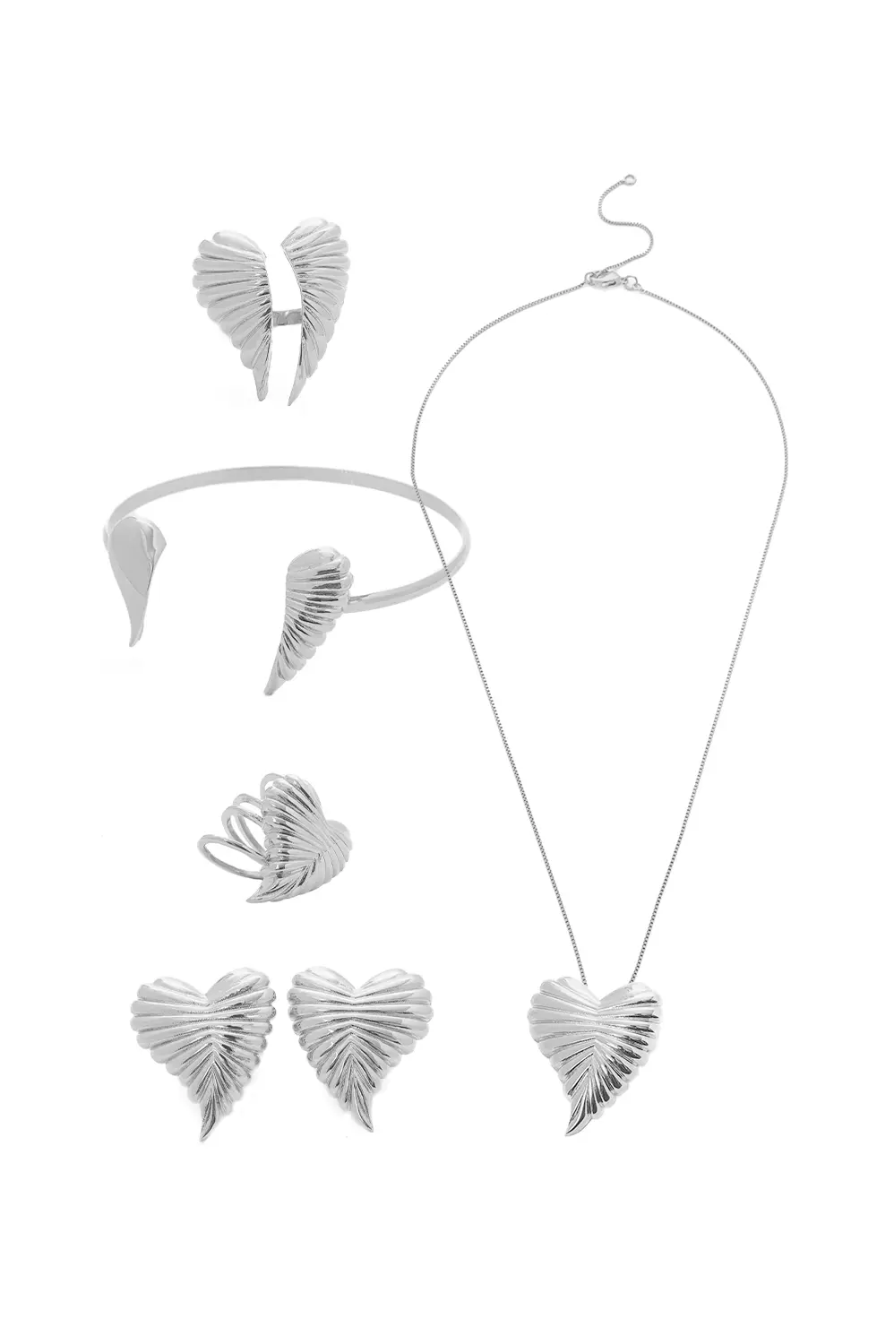 Kit Coração Goma com Banho em Ródio Branco