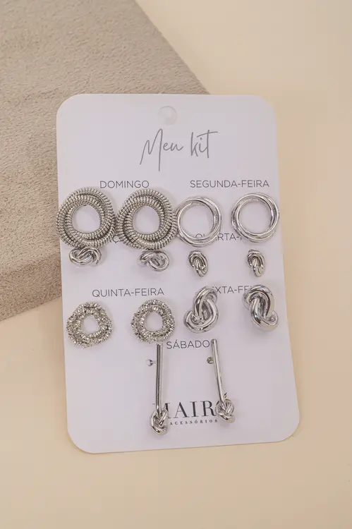 Kit Dia a Dia Nó em Ródio Branco