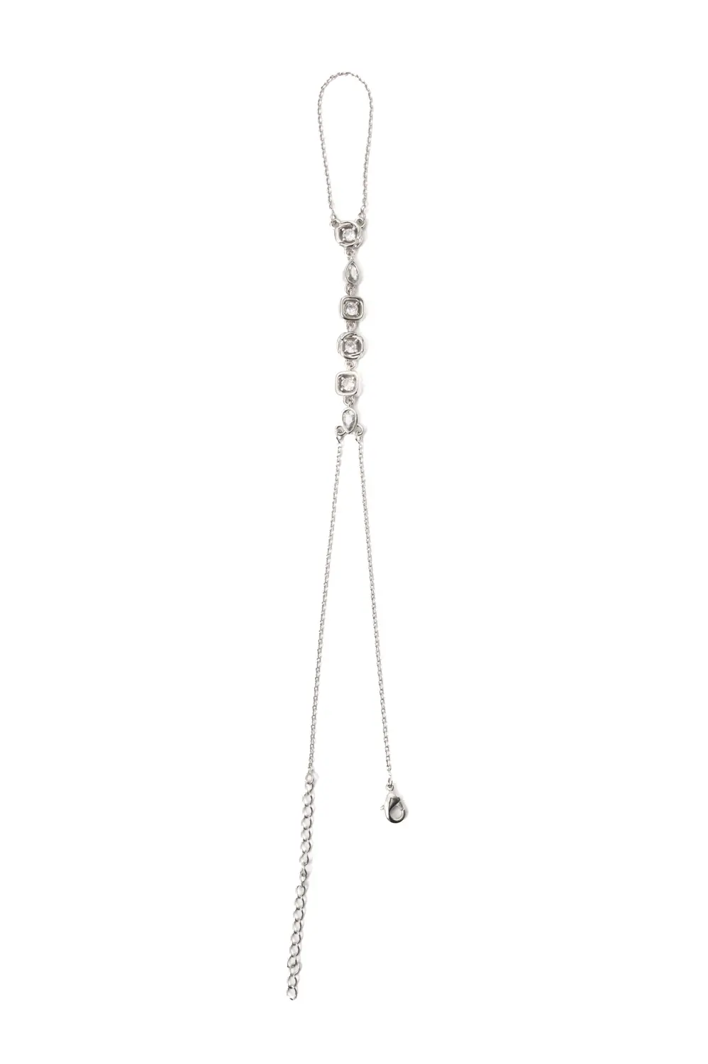 Pulseira de Mão Tripla Conecta com Banho em Ródio Branco