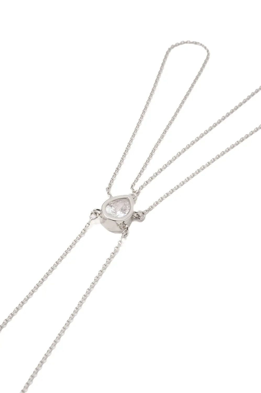 Pulseira de Mão Gota Conecta com Banho em Ródio Branco