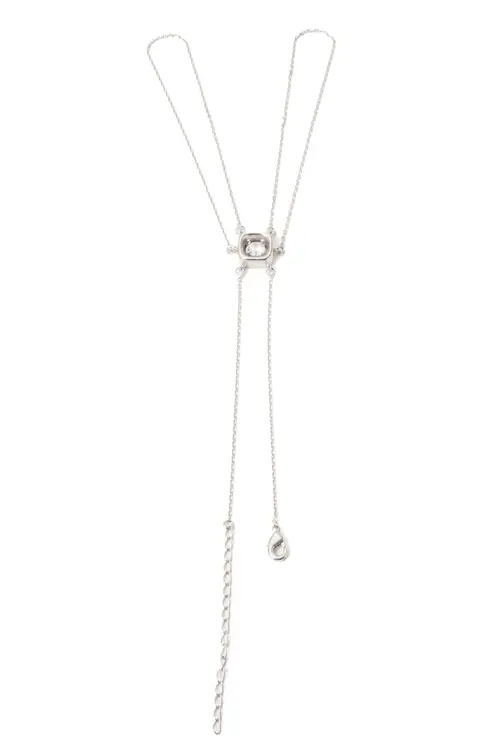 Pulseira de Mão Quadrada Conecta com Banho em Ródio Branco