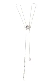 Pulseira de Mão Quadrada Conecta com Banho em Ródio Branco