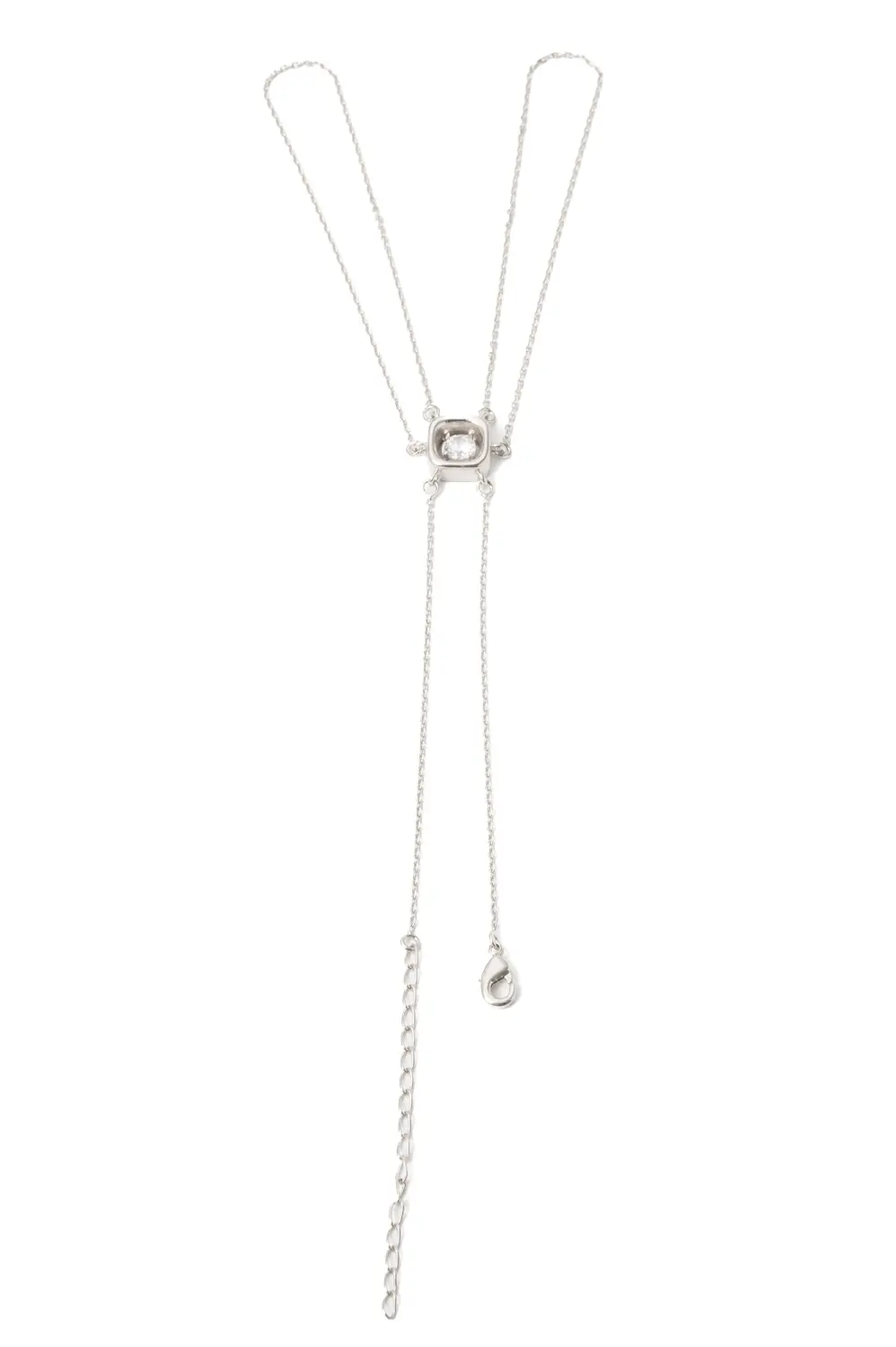 Pulseira de Mão Quadrada Conecta com Banho em Ródio Branco