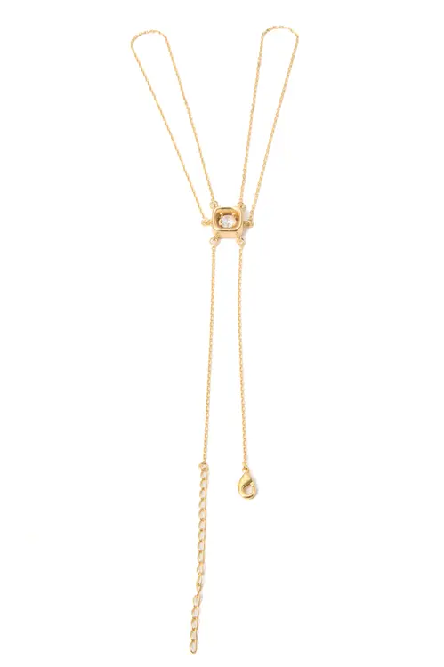Pulseira de Mão Quadrada Conecta com Banho em Ouro 18k