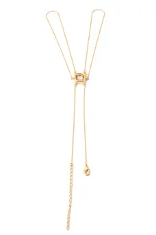 Pulseira de Mão Quadrada Conecta com Banho em Ouro 18k