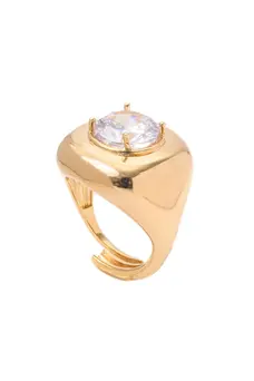 Anel Quadrado Conecta de Regulagem com Banho em Ouro 18k