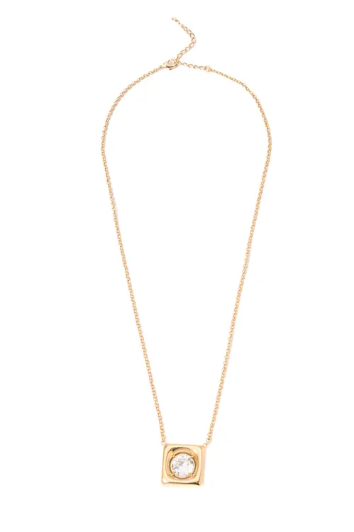 Colar Quadrado Conecta com Banho em Ouro 18k
