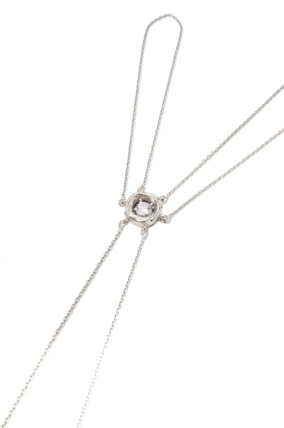 Pulseira de Mão Conecta com Banho em Ródio Branco