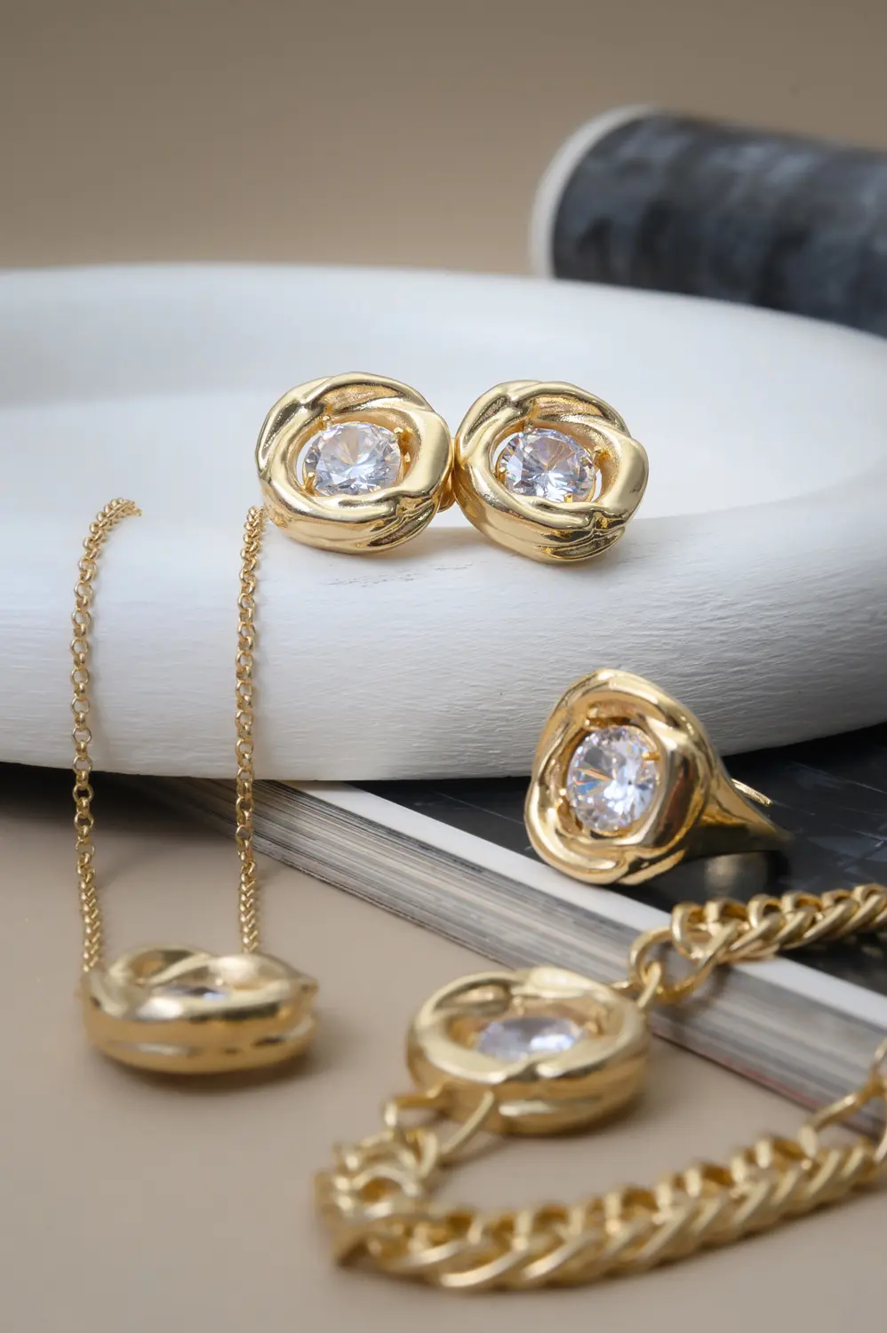 Anel Conecta de Regulagem com Banho em Ouro 18k