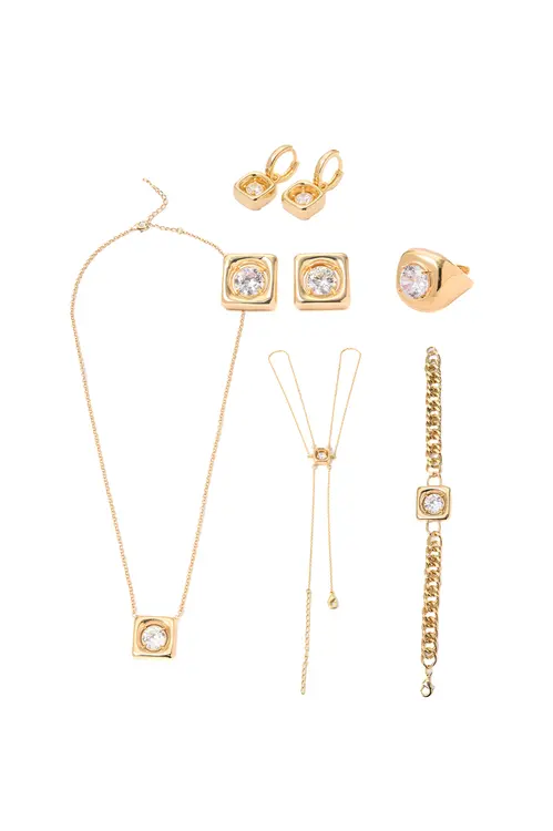 Kit Quadrado Conecta com Banho em Ouro 18k