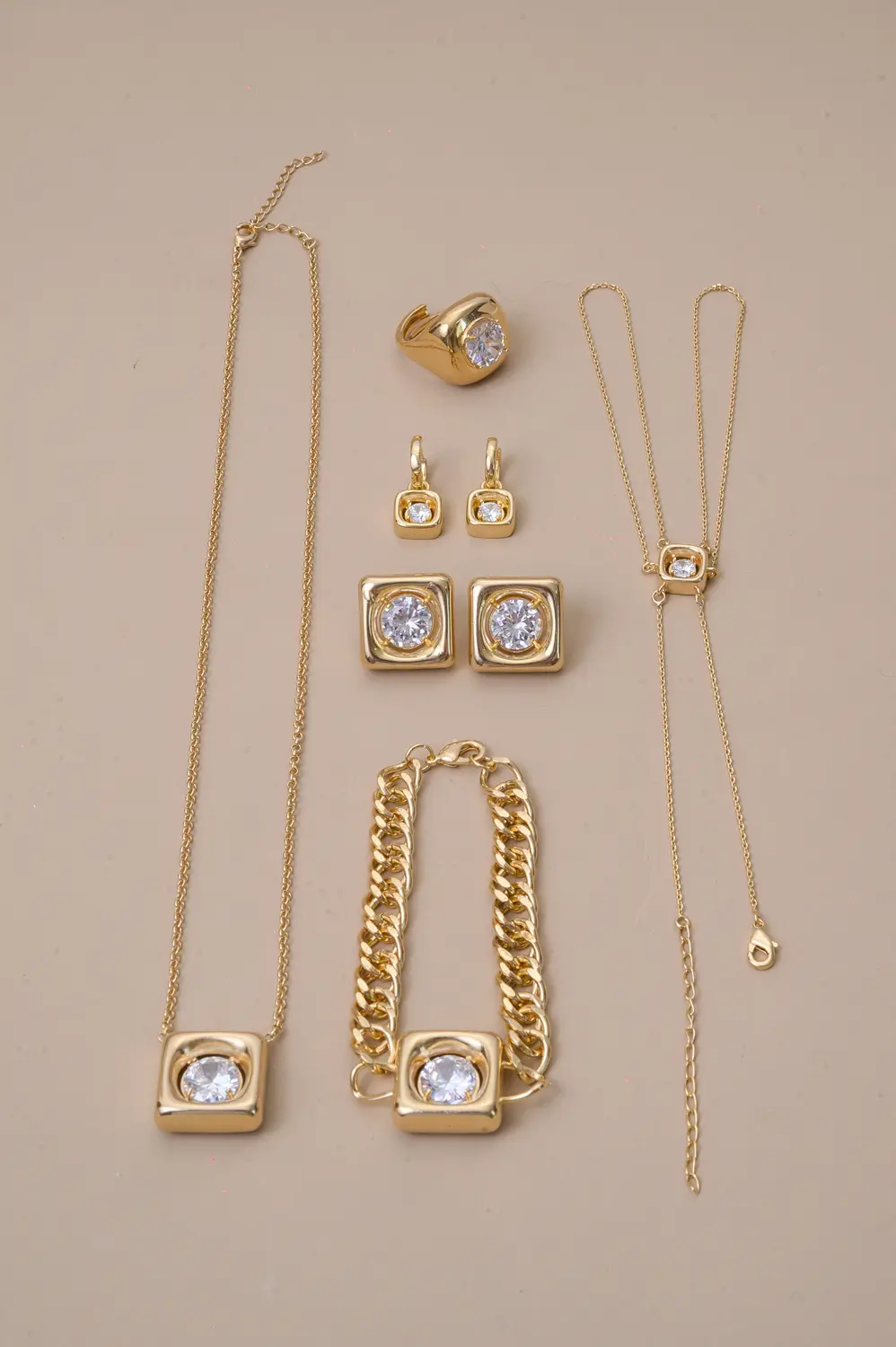 Kit Quadrado Conecta com Banho em Ouro 18k