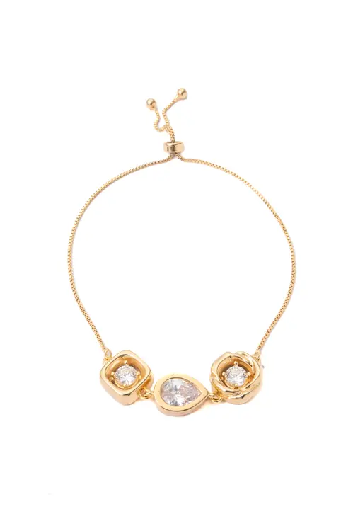 Pulseira Tripla Conecta de Regulagem com Banho em Ouro 18k