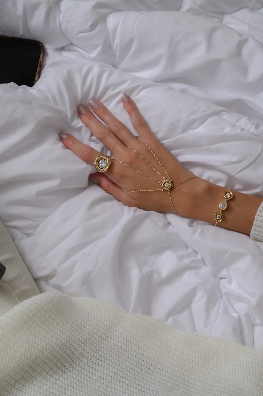 Pulseira Tripla Conecta de Regulagem com Banho em Ouro 18k