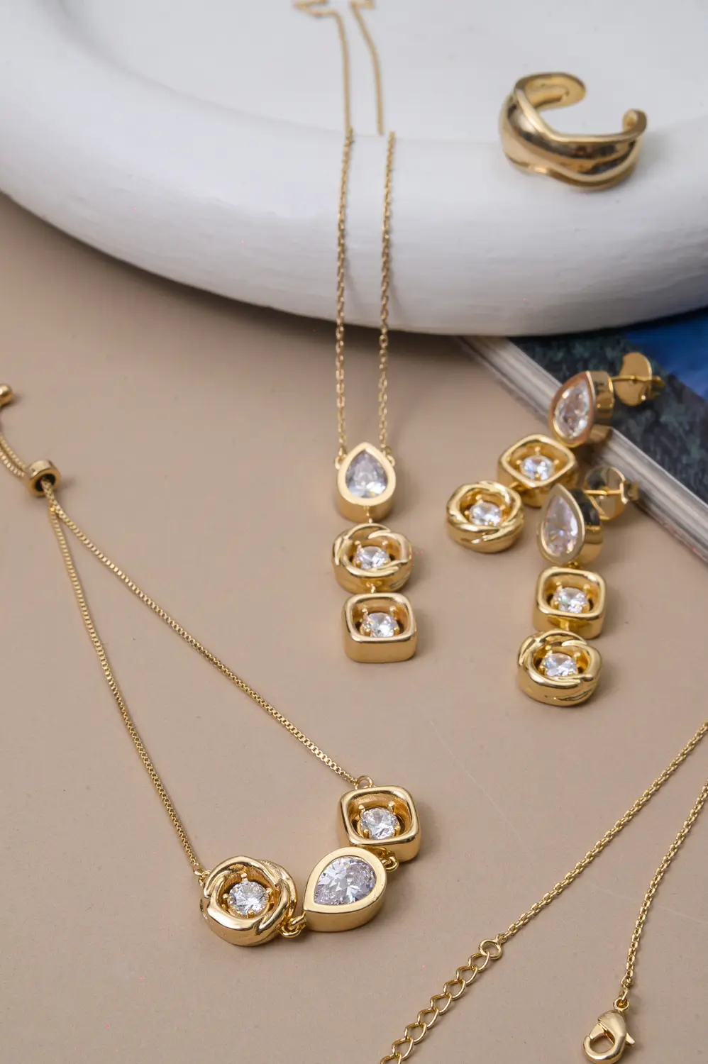 Pulseira Tripla Conecta de Regulagem com Banho em Ouro 18k