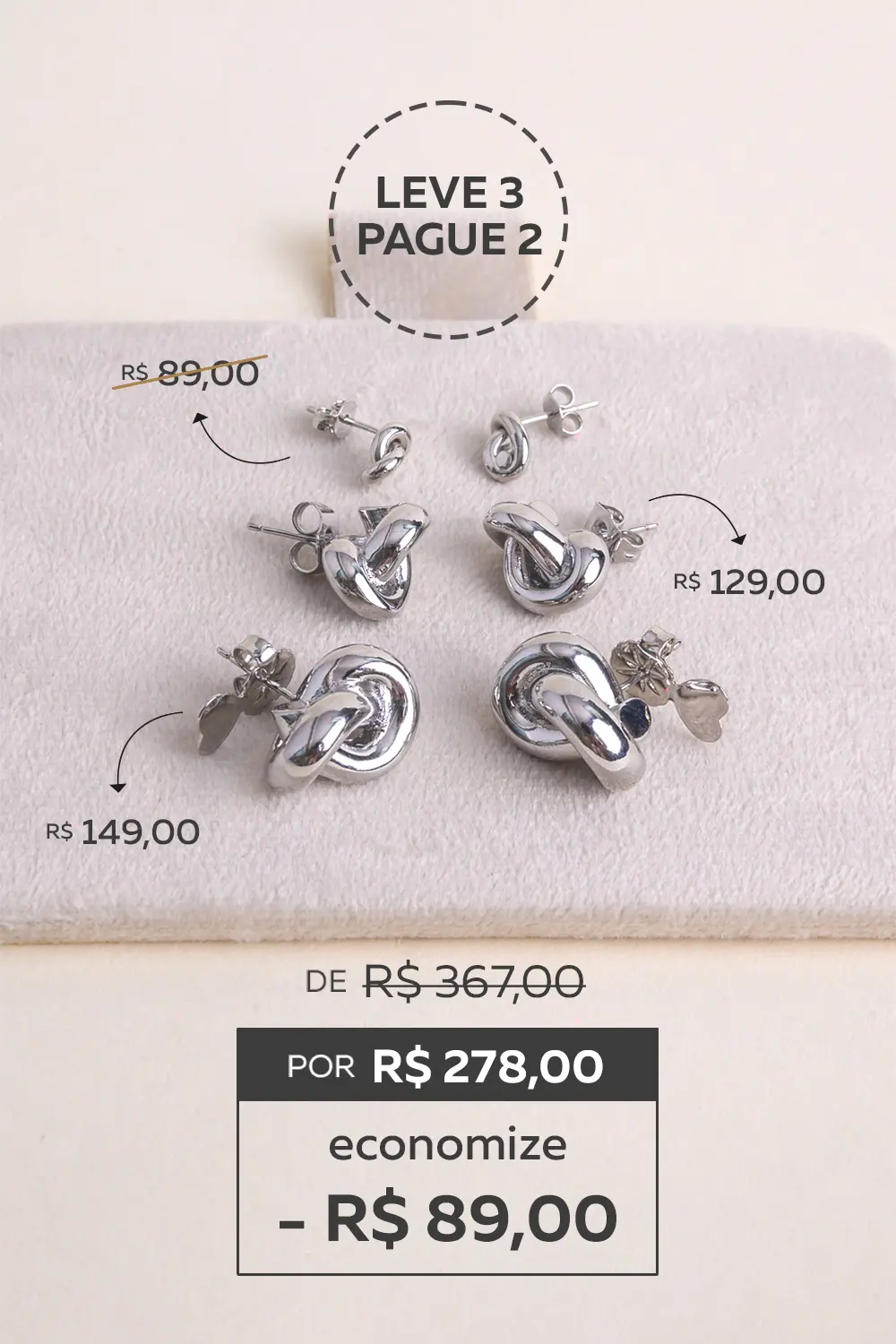 Leve Três Brincos e Pague Dois