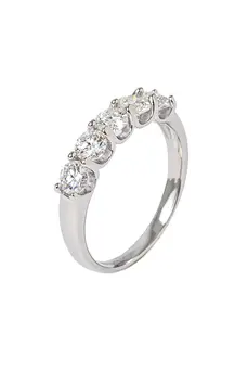 Anel Meia Aliança Moissanite 4mm - 0,3 ct em Prata 925 Banhado em Ródio Branco