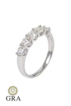 Anel Meia Aliança Moissanite 4mm - 0,3 ct em Prata 925 Banhado em Ródio Branco