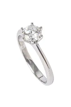 Anel Solitário Moissanite 6mm - 0,8 CT em Prata 925 Banhado em Ródio Branco