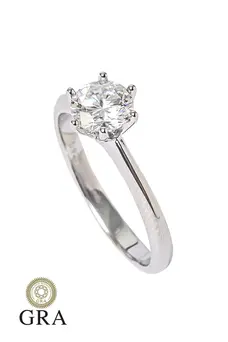 Anel Solitário Moissanite 6mm - 0,8 CT em Prata 925 Banhado em Ródio Branco