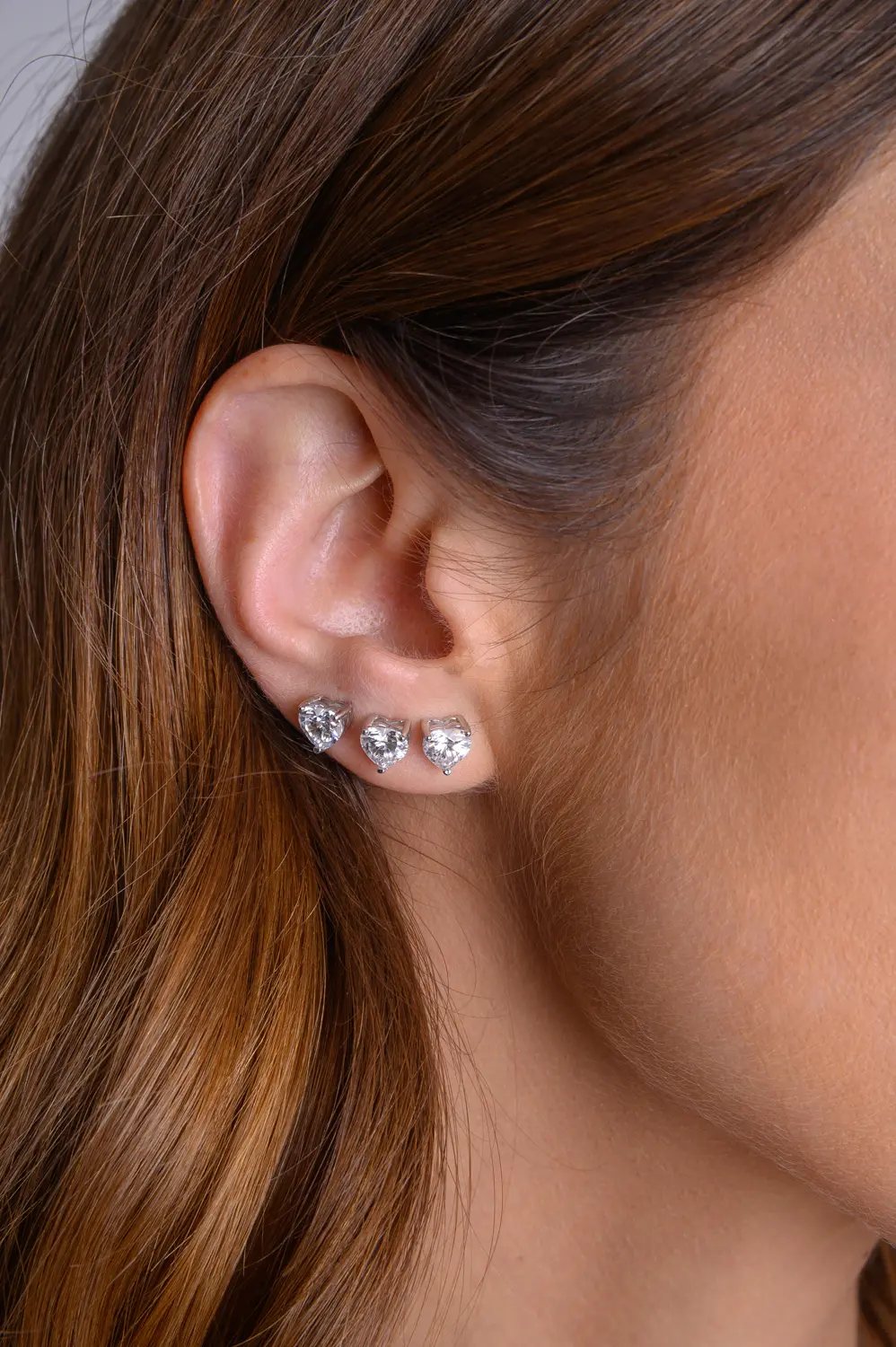 Brinco Coração Moissanite 6mm - 0,8 CT em Prata 925 Banhado em Ródio Branco