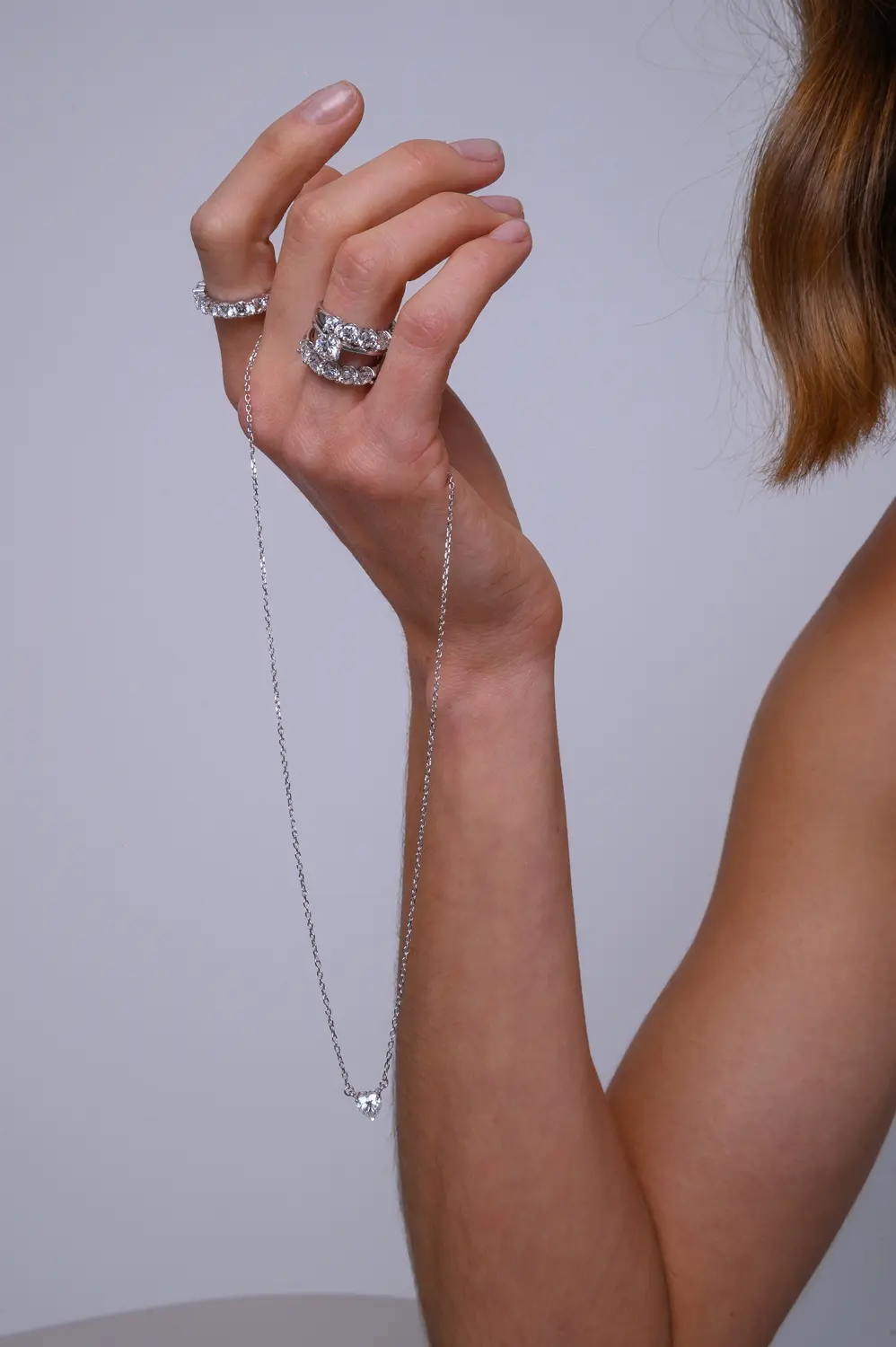 Colar Coração Moissanite 6mm - 0,8 CT em Prata 925 Banhado em Ródio Branco