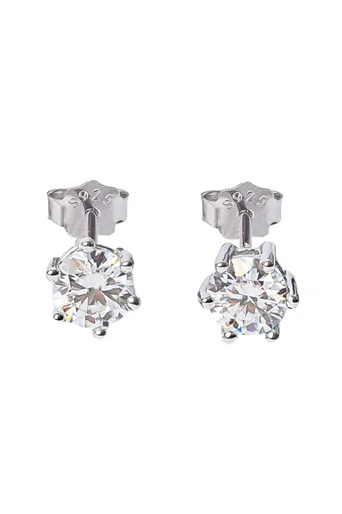Brinco Ponto de Luz Moissanite 4mm - 0,3 CT em Prata 925 Banhado em Ródio Branco