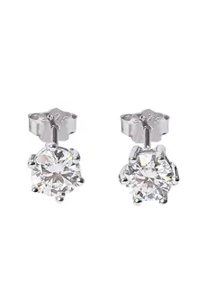 Brinco Ponto de Luz Moissanite 4mm - 0,3 CT em Prata 925 Banhado em Ródio Branco