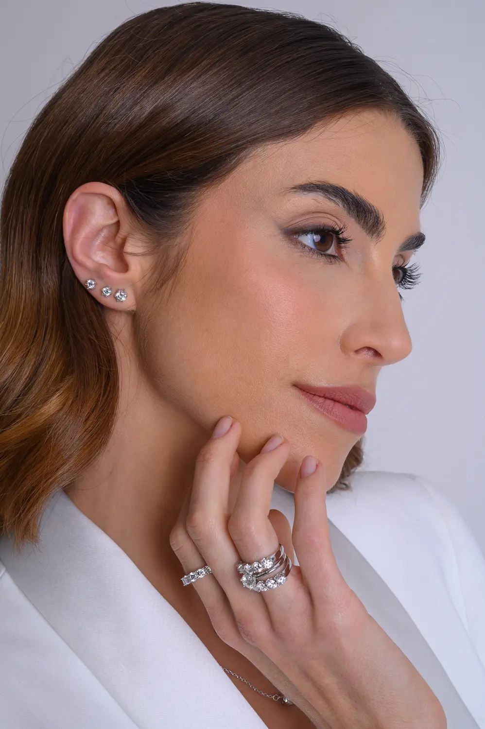 Brinco Ponto de Luz Moissanite 4mm - 0,3 CT em Prata 925 Banhado em Ródio Branco