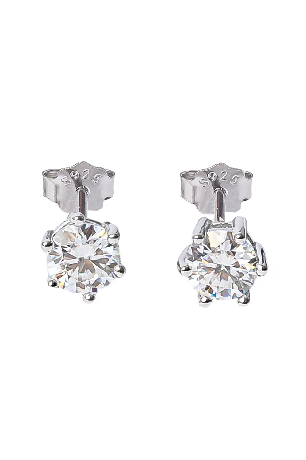 Brinco Ponto de Luz Moissanite 4mm - 0,3 CT em Prata 925 Banhado em Ródio Branco