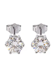 Brinco Ponto de Luz Moissanite 5mm - 0,5 CT em Prata 925 Banhado em Ródio Branco
