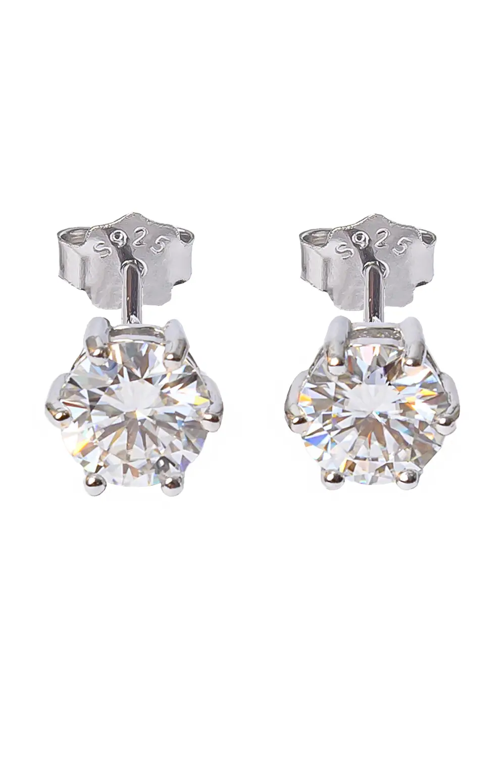 Brinco Ponto de Luz Moissanite 5mm - 0,5 CT em Prata 925 Banhado em Ródio Branco