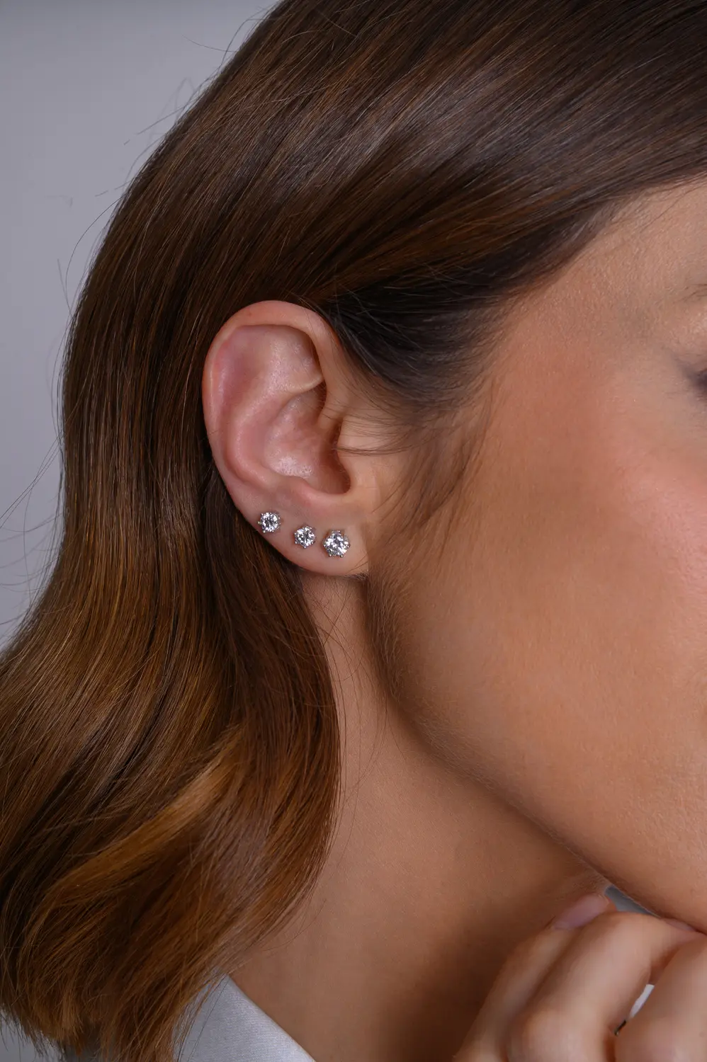 Brinco Ponto de Luz Moissanite 5mm - 0,5 CT em Prata 925 Banhado em Ródio Branco