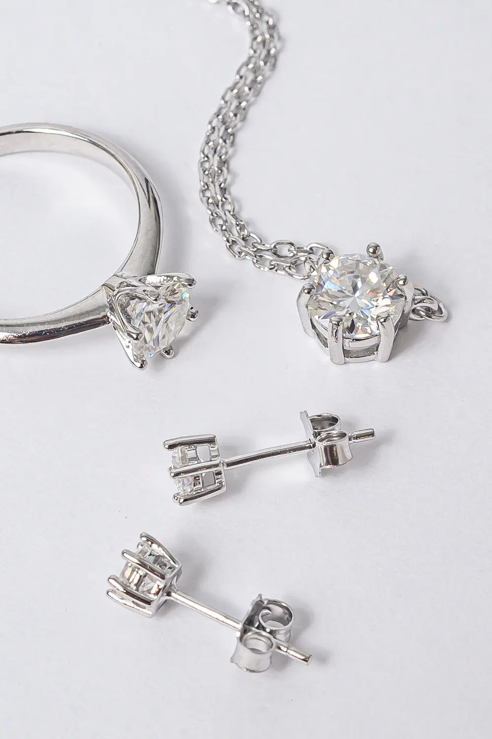 Colar Ponto de Luz Moissanite 7mm - 1,2 CT em Prata 925 Banhado em Ródio Branco