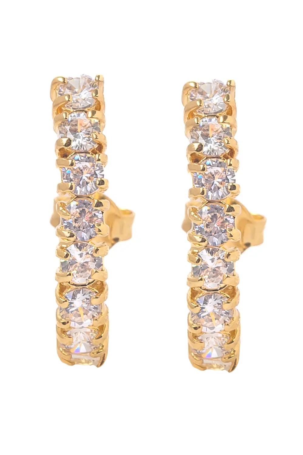 Brinco Ear Hook Todo Cravejado com Banho em Ouro 18k