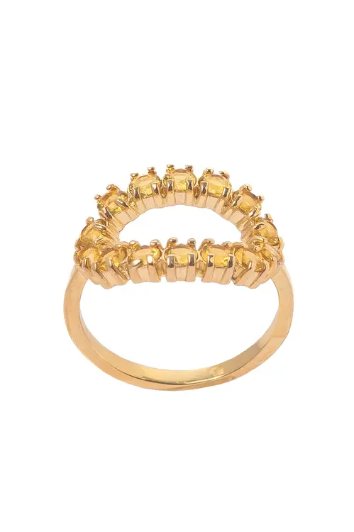 Anel Todo Cravejado Yellow Fancy com Banho em Ouro 18k