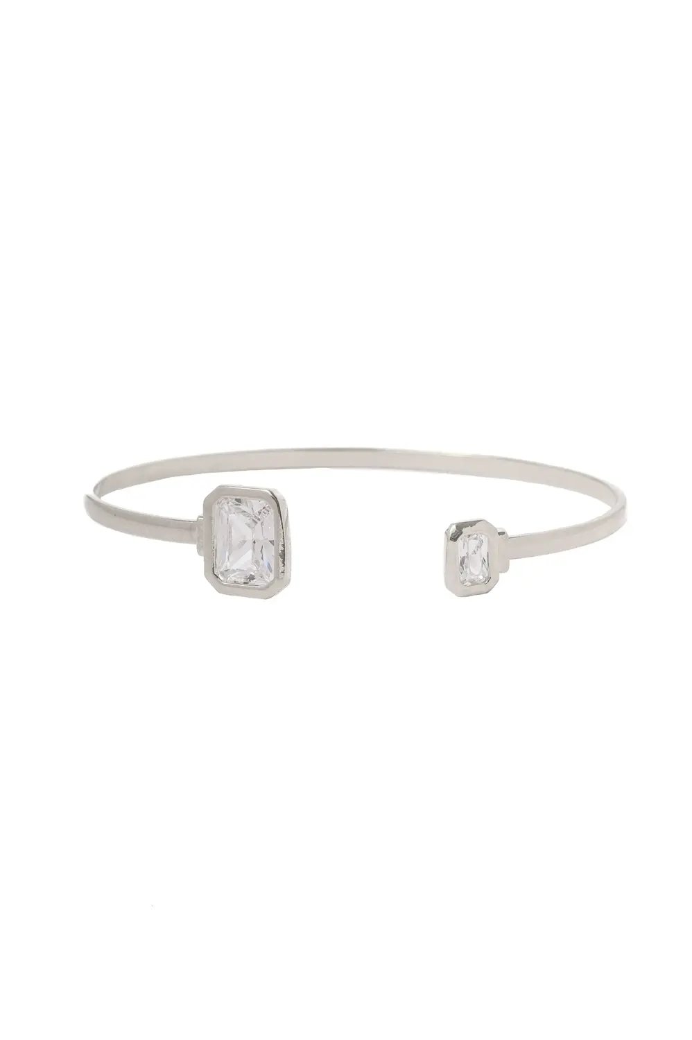 Bracelete Retangular com Banho em Ródio Branco