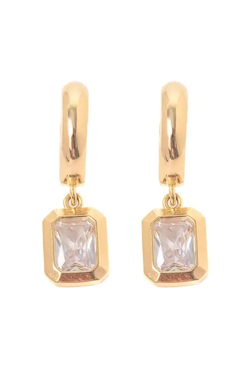Argola Click Retangular com Banho em Ouro 18k