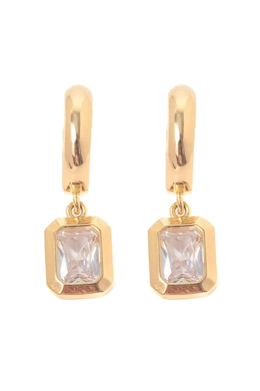 Argola Click Retangular com Banho em Ouro 18k