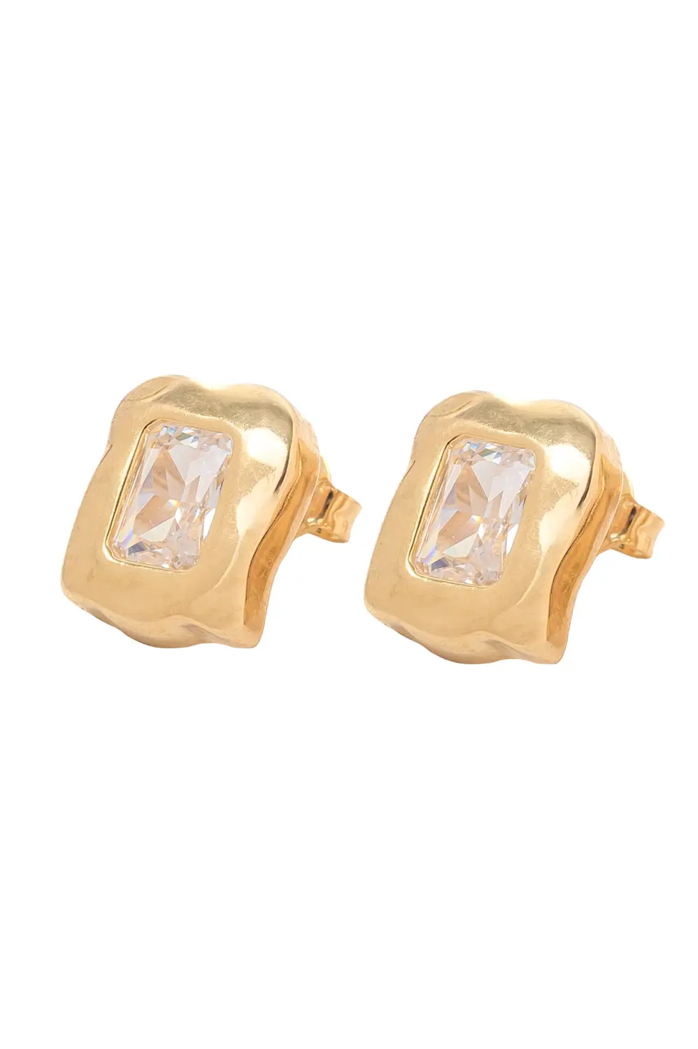 Brinco Retangular com Banho em Ouro 18k