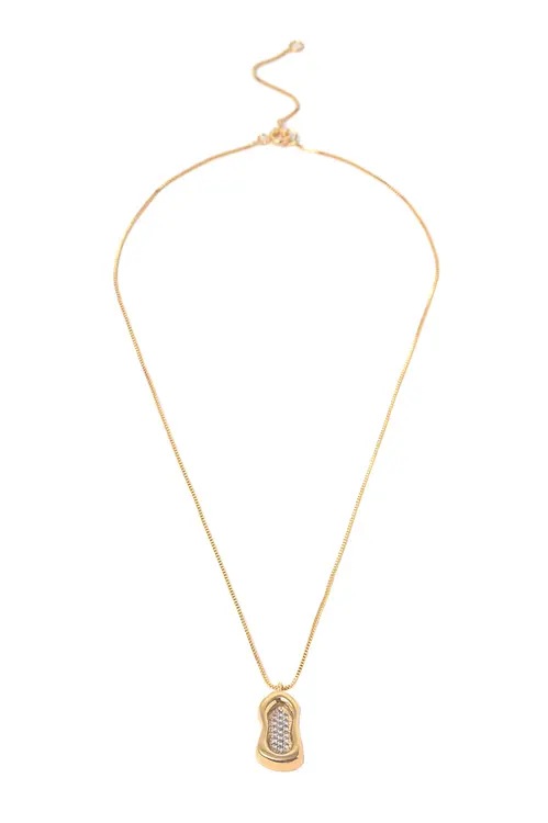 Colar Traço Banhado em Ouro 18k com Caneta de Ródio Branco