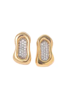 Brinco Traço Banhado em Ouro 18k com Caneta de Ródio Branco