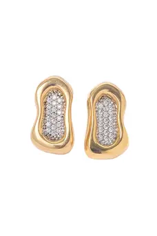 Brinco Traço Banhado em Ouro 18k com Caneta de Ródio Branco