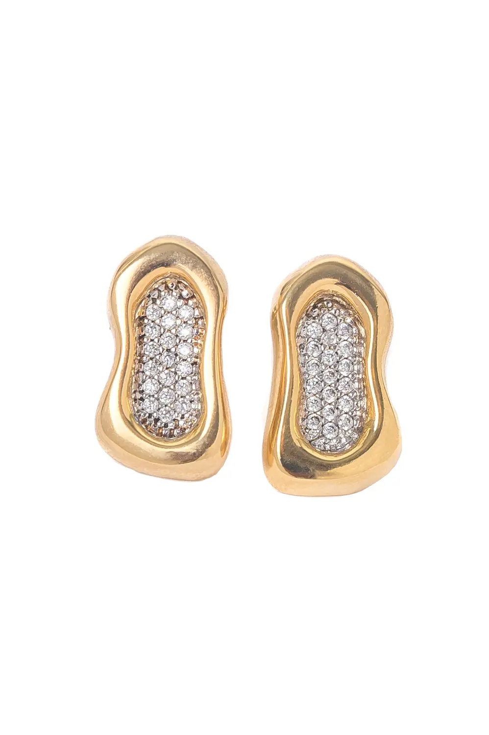 Brinco Traço Banhado em Ouro 18k com Caneta de Ródio Branco