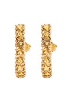 Brinco Ear Hook Todo Cravejado Yellow Fancy com Banho em Ouro 18k