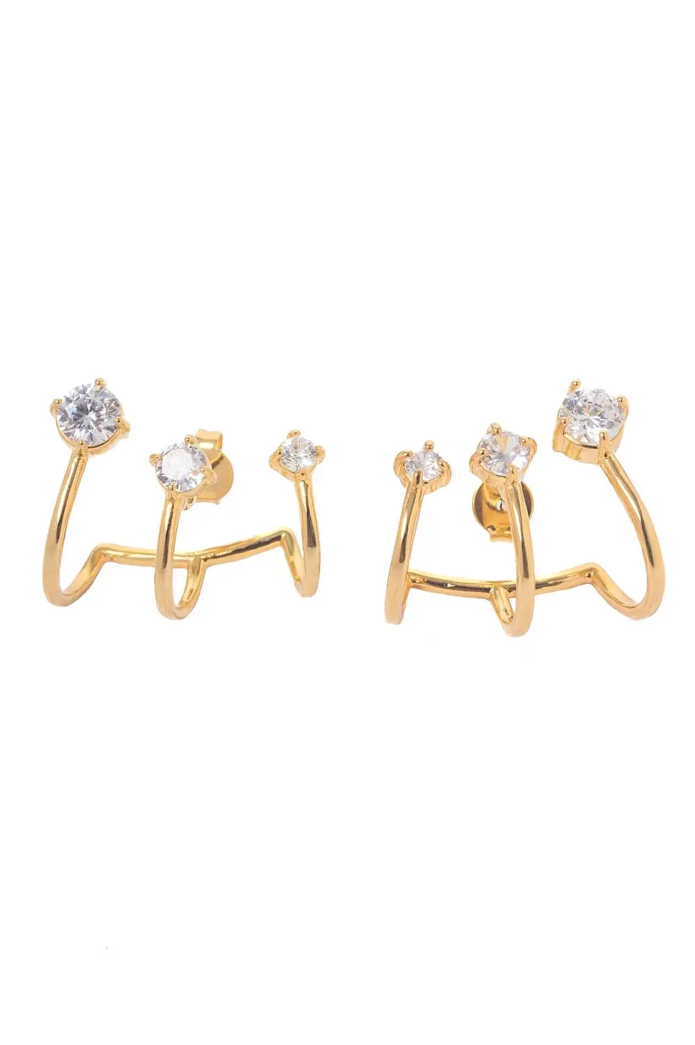 Brinco Ear Cuff Ponto de Luz com Banho em Ouro 18k