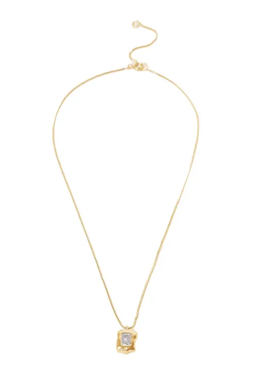 Colar Retangular com Banho em Ouro 18k