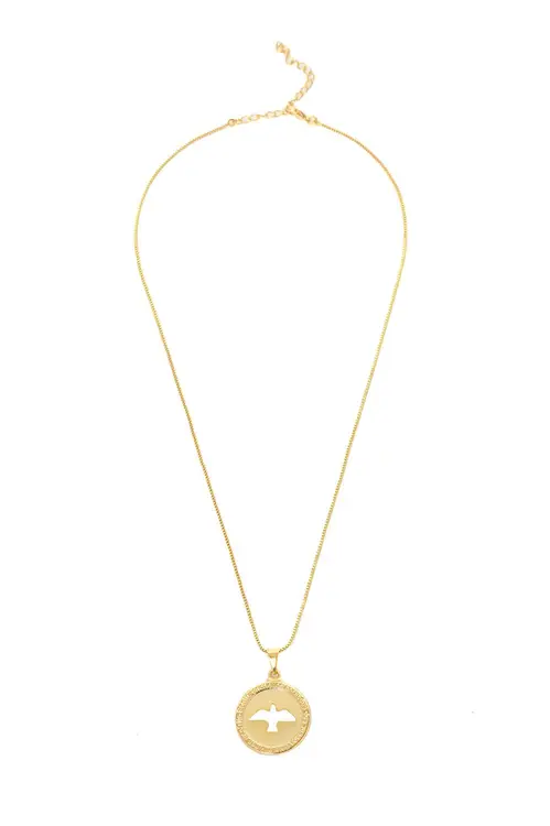 Colar Medalha Espírito Santo com Banho em Ouro 18k